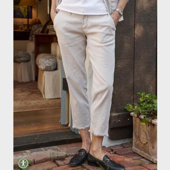 Frank & Eileen Kinsale Performance Cotton Linen Crop Pants Size: 0 Cement - Picture 12 of 16